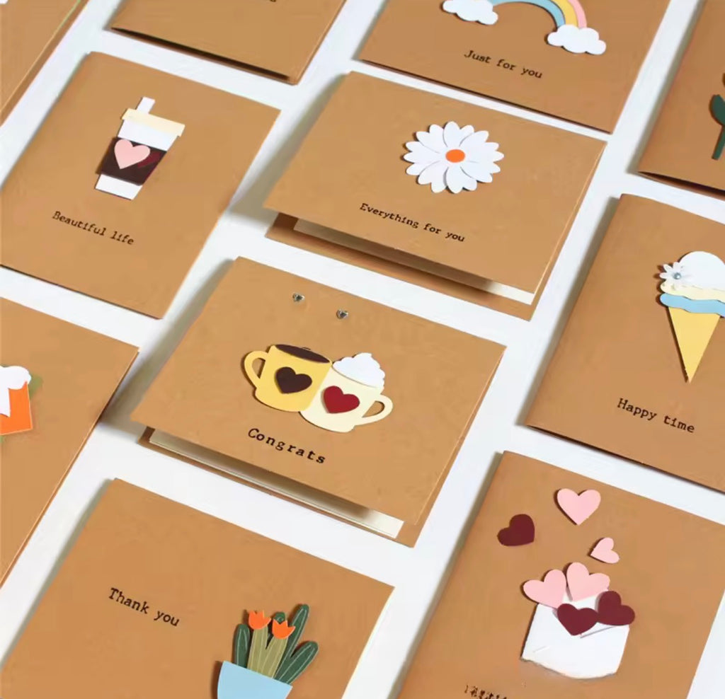 12er Set Grußkarten – schlicht & liebevoll